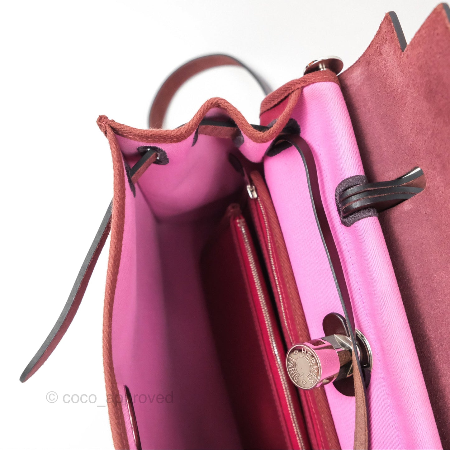 Hermès Herbag Zip 31 Retourne Rose Bubblegum L4/ Rubis B5 Canvas Palladium Hardware