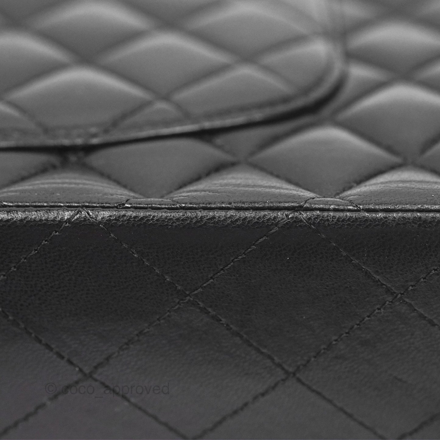 Chanel Classic M/L Medium Flap Quilted Black Lambskin Silver Hardware