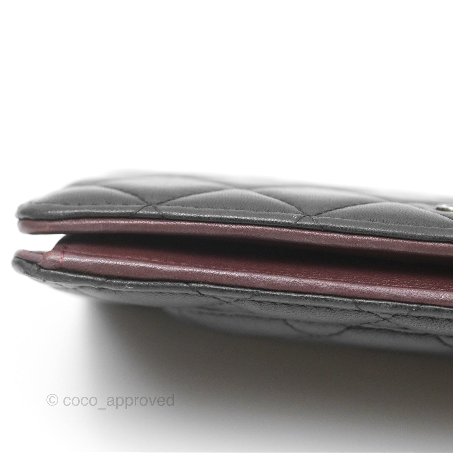 Chanel Classic Quilted Long Wallet Black Lambskin Silver Hardware