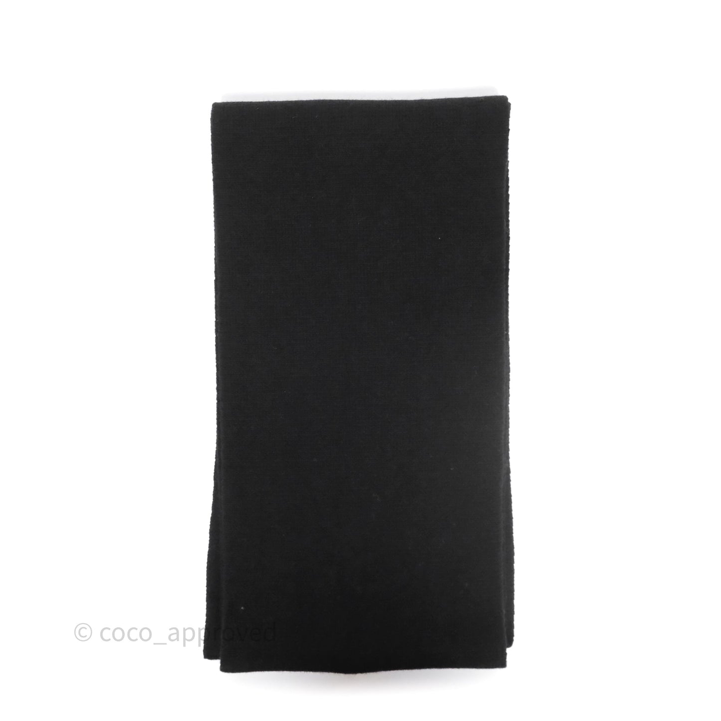 Chanel Gold Logo Wool Cashmere Scarf Black