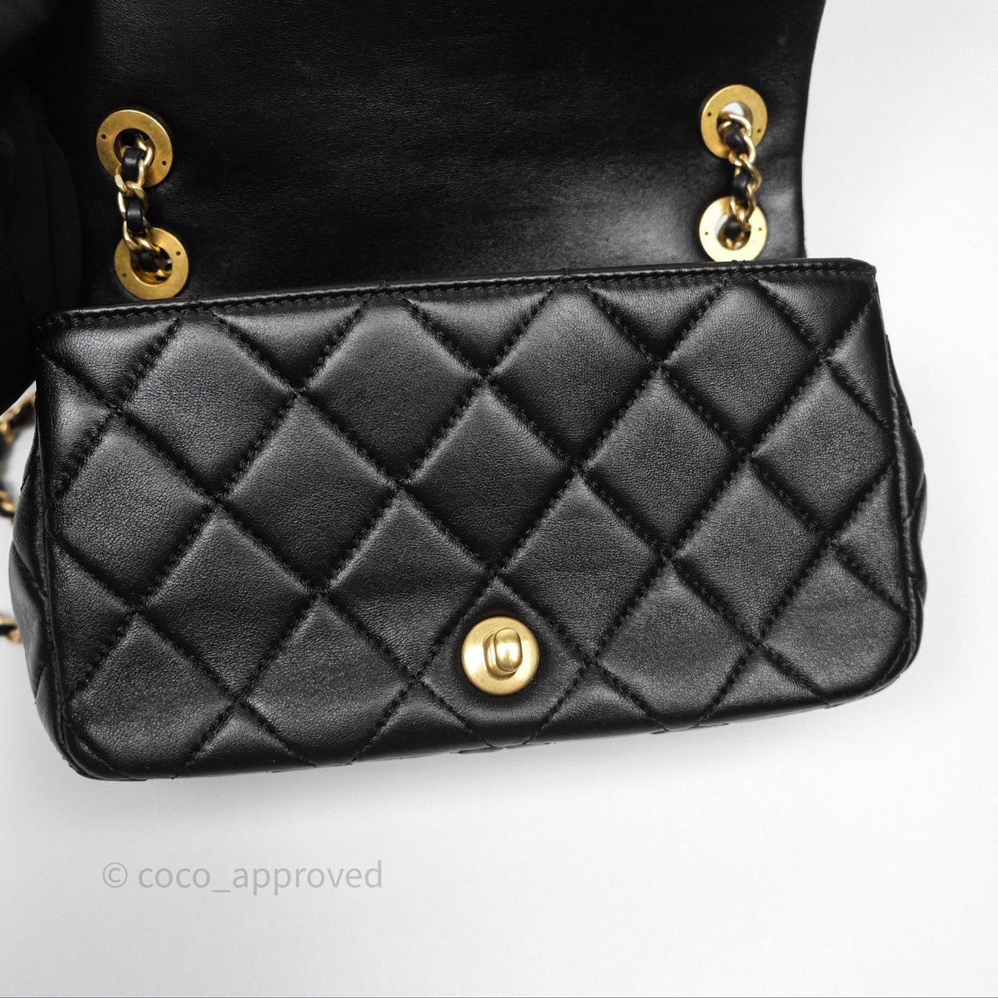 Chanel Flap Bag Black Lambskin Aged Gold Hardware 24P