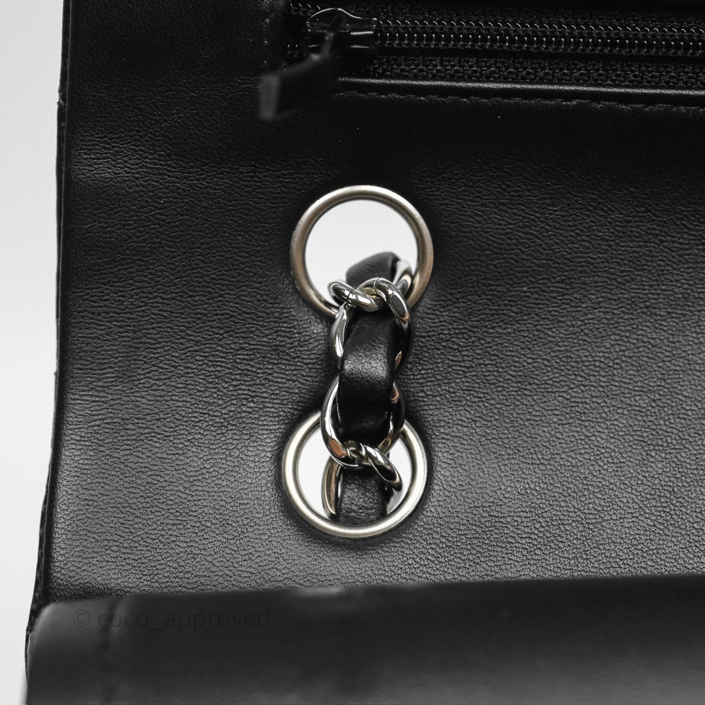 Chanel Classic M/L Medium Flap Quilted Black Lambskin Silver Hardware