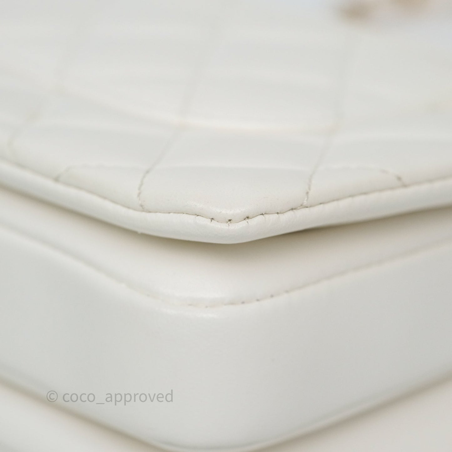 Chanel Mini Trendy CC Handle Bag Lacquered Logo White Lambskin