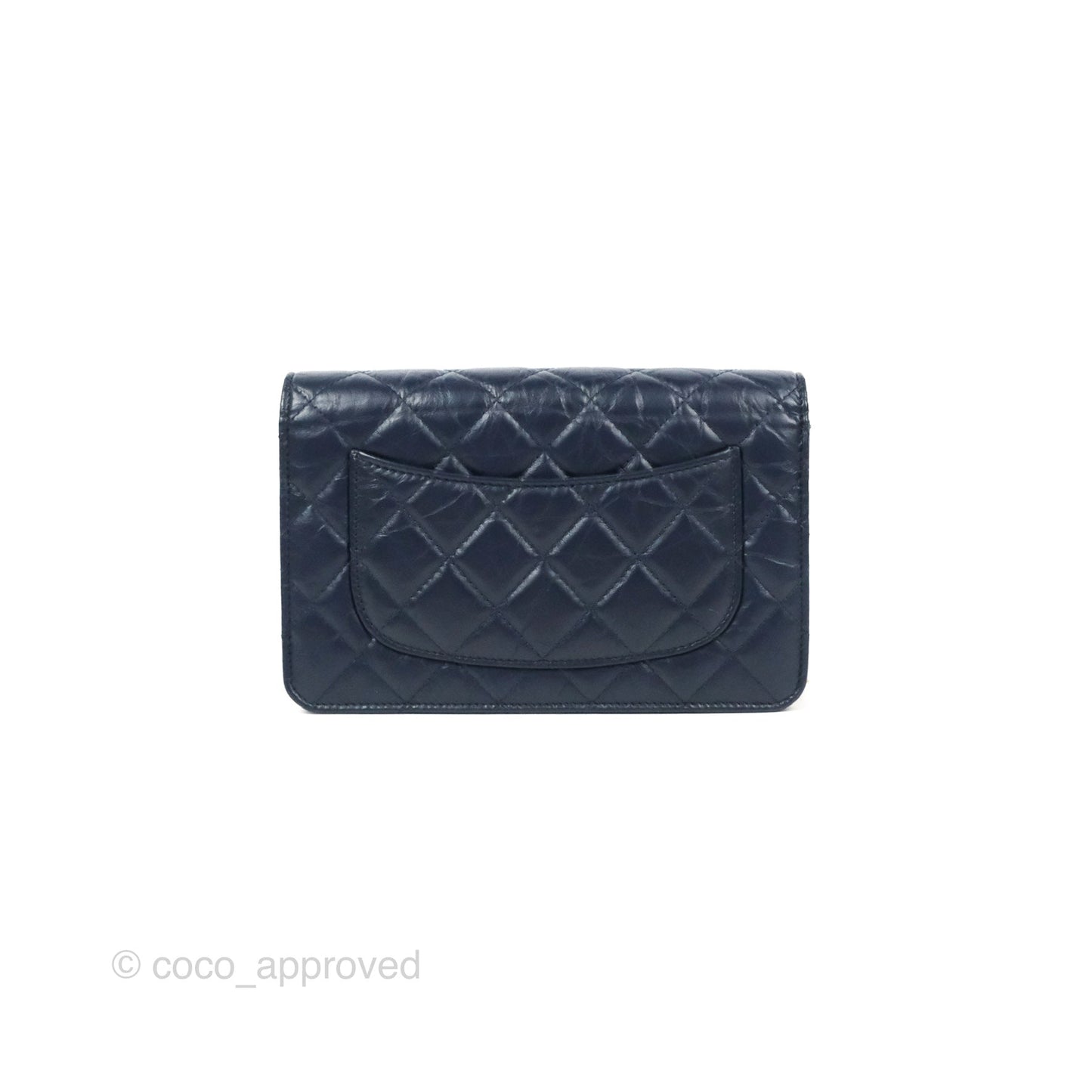 Chanel Quilted Reissue Wallet On Chain WOC Navy Aged Calfskin Gold Hardware