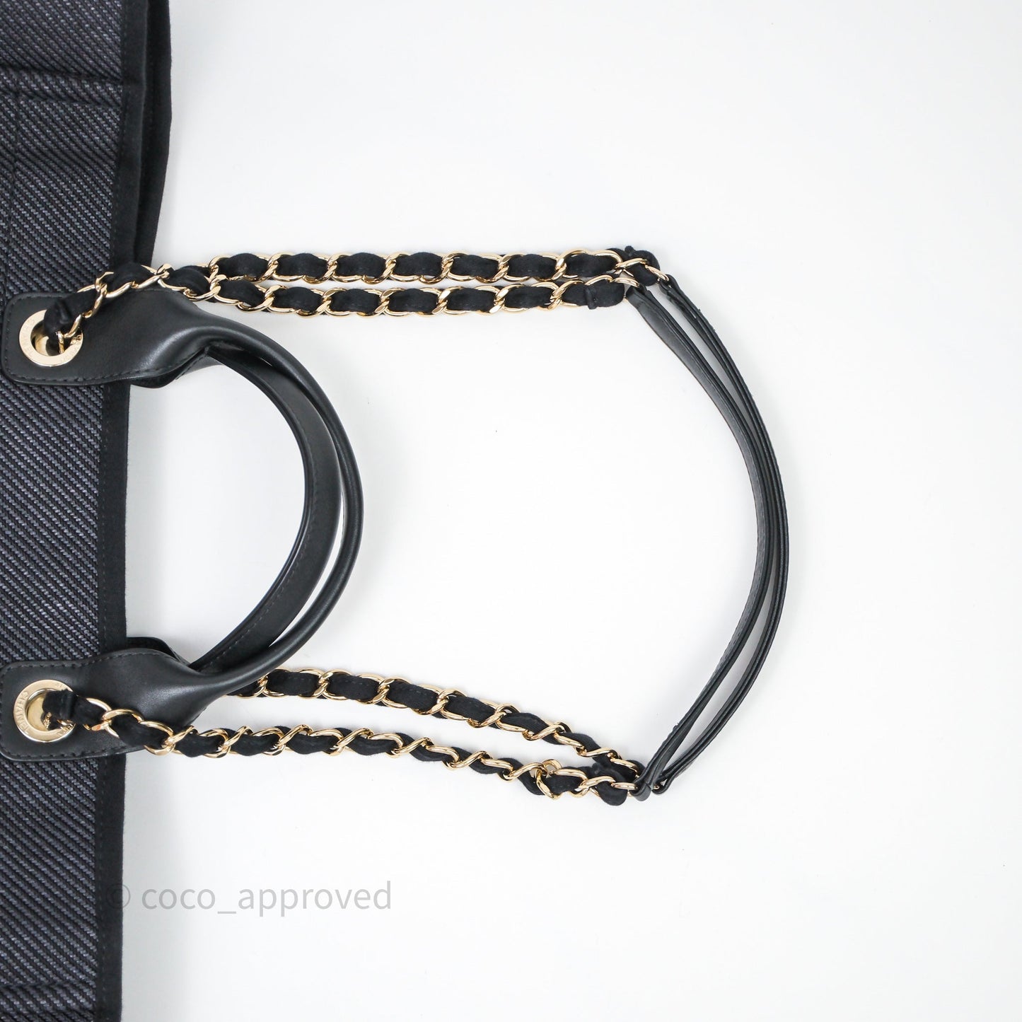 Chanel Large Deauville Charcoal Grey Canvas Light Gold Hardware
