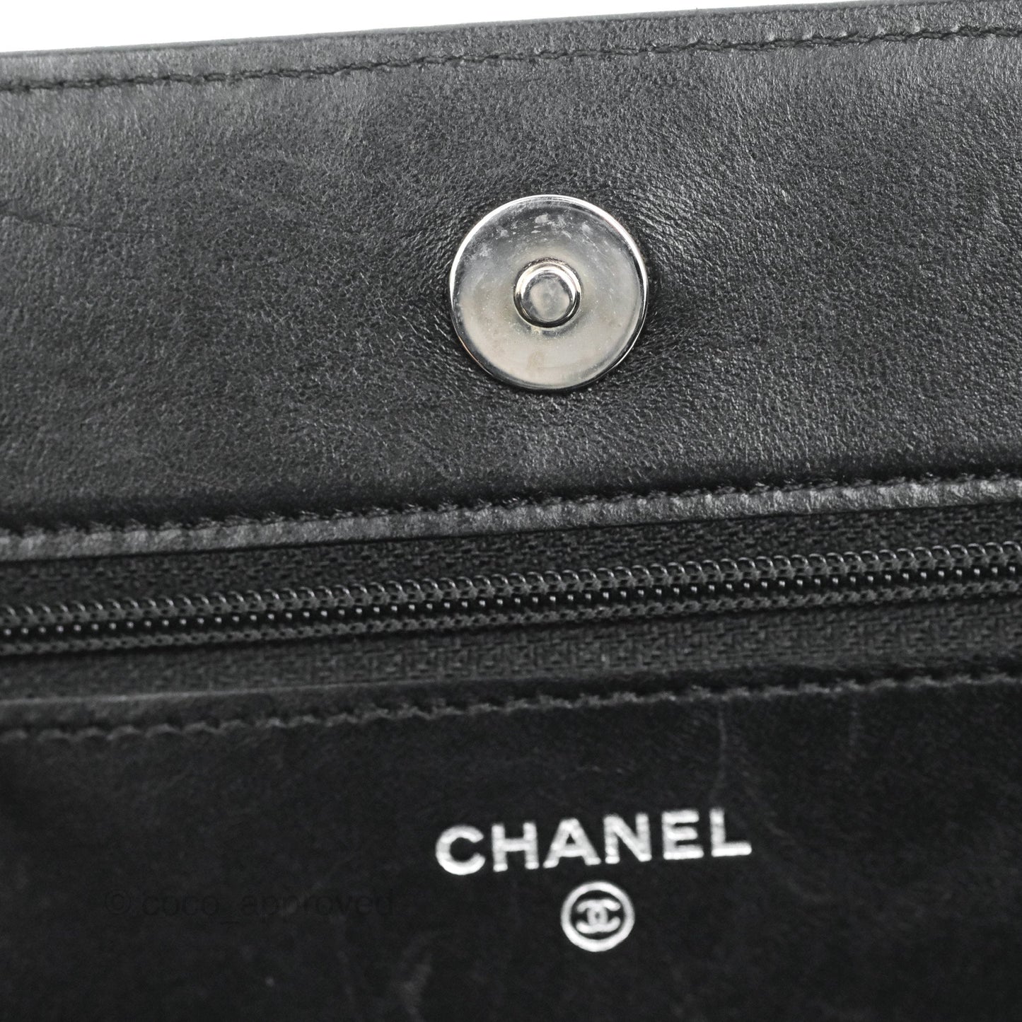 Chanel Quilted Boy Wallet on Chain WOC Black Lambskin Silver Hardware