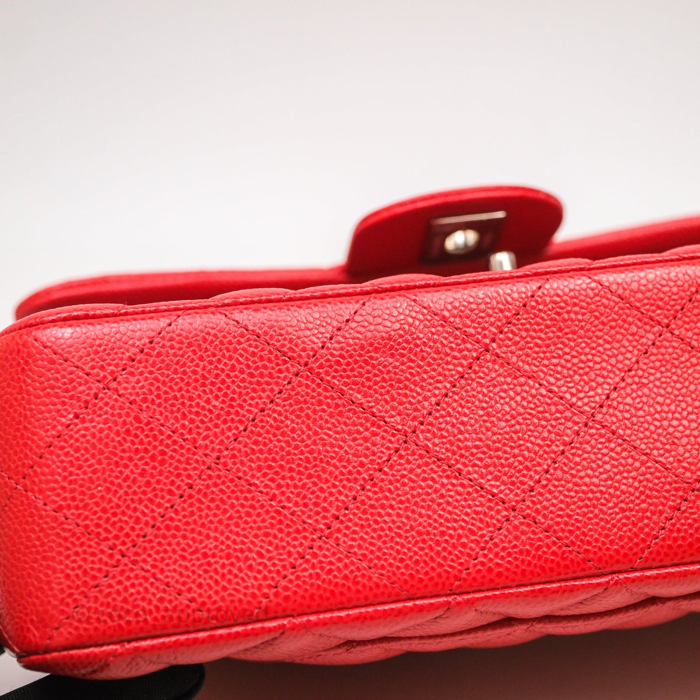 Chanel Small Classic Flap Quilted Red Caviar Silver Hardware