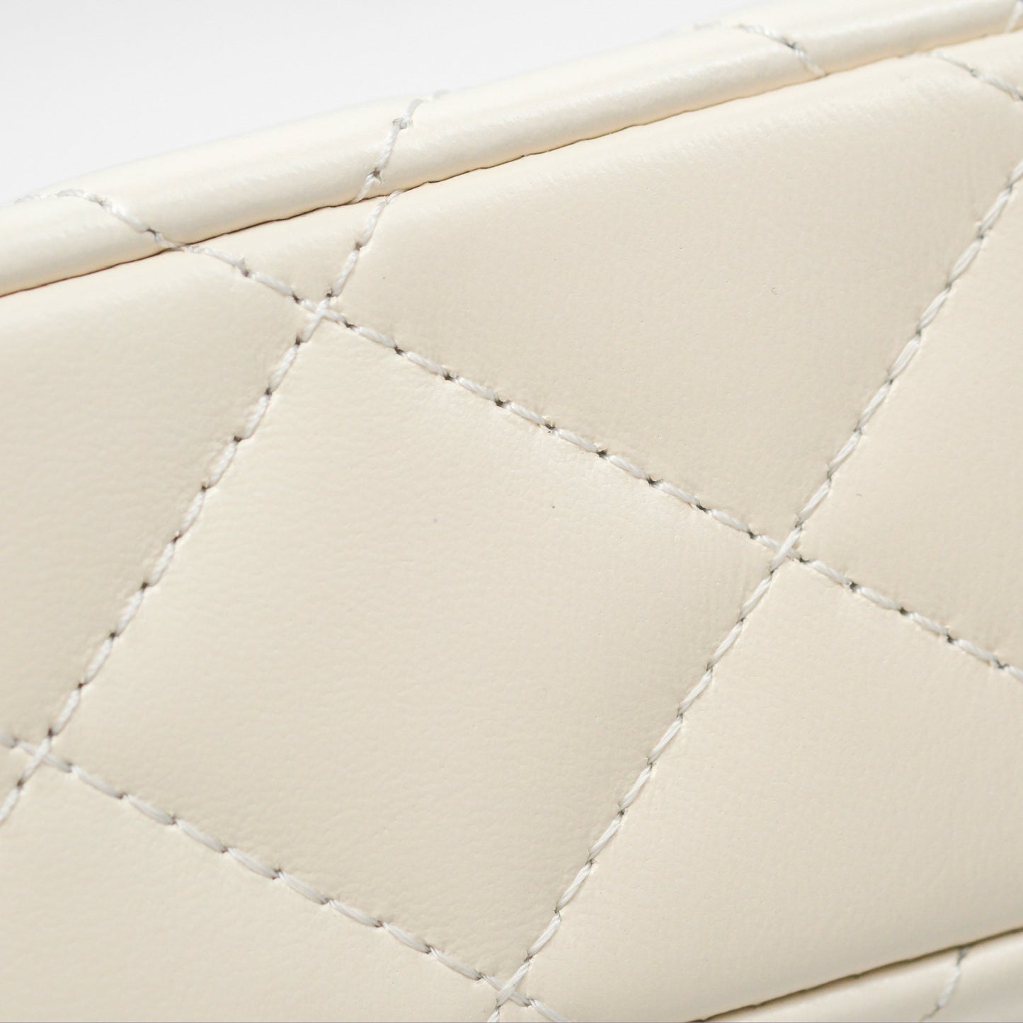 Chanel Top Handle White Lambskin Gold Hardware