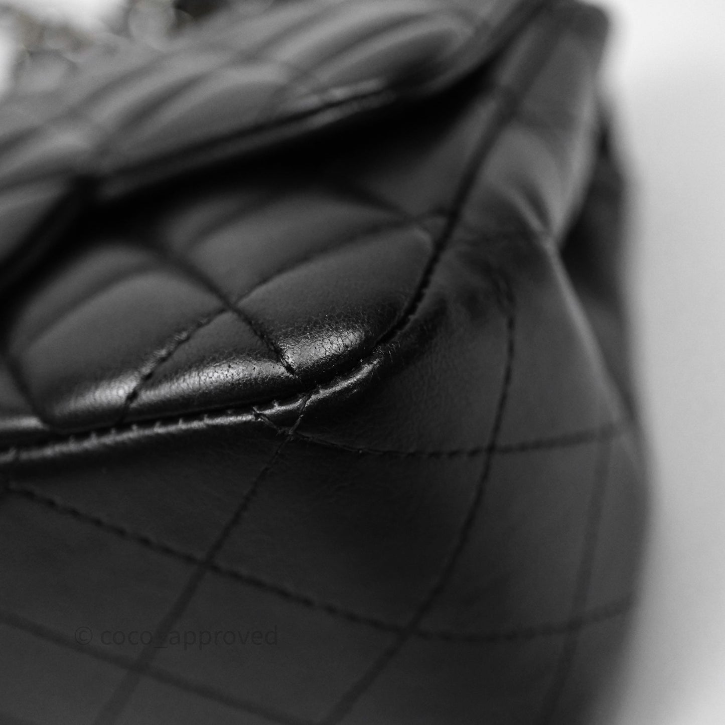 Chanel Mini Square Quilted Black Lambskin Silver Hardware