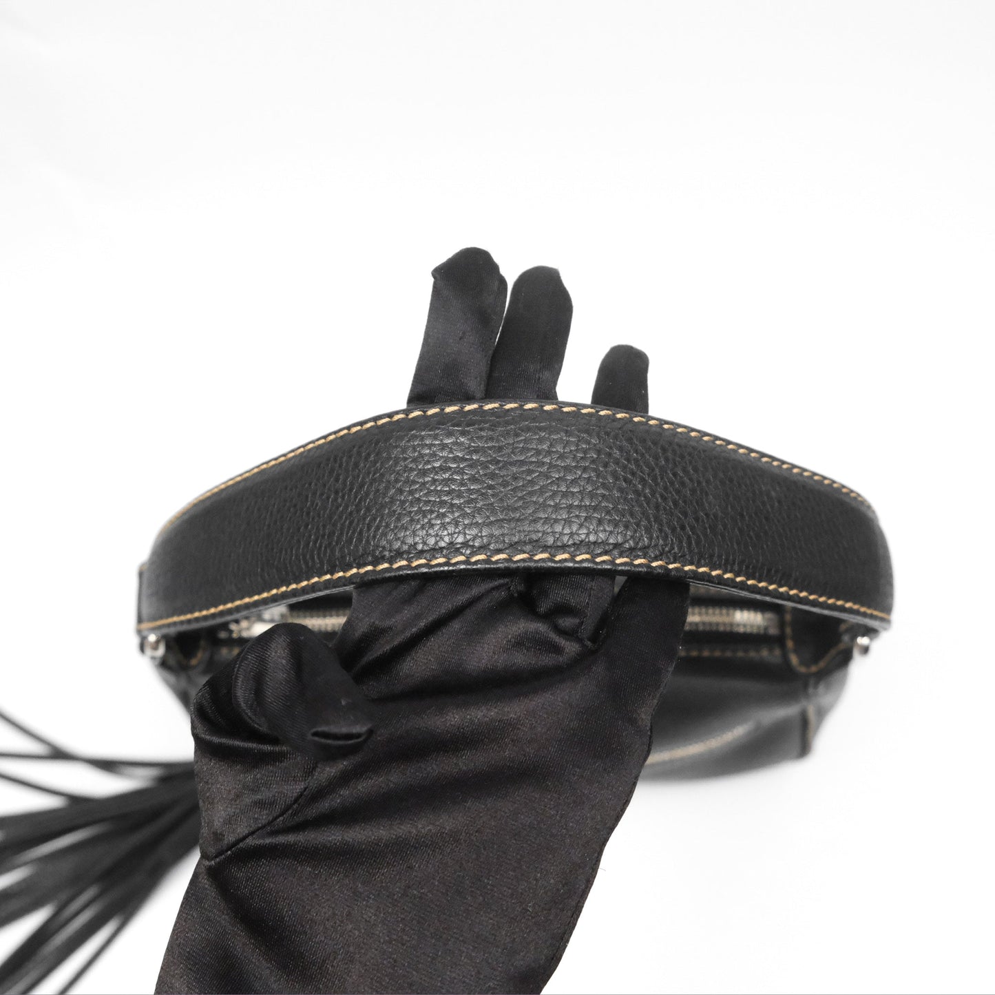 Chanel Vintage Fringe CC Shoulder Bag Black Calfskin