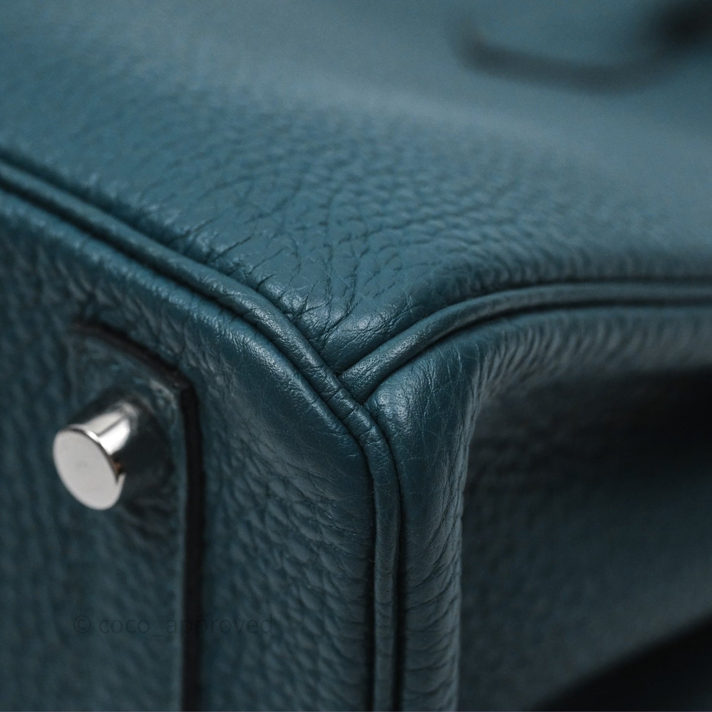 Hermès Birkin 25 Retourne Vert Bosphore W0 / Bleu Océan Z7 Togo Palladium Hardware