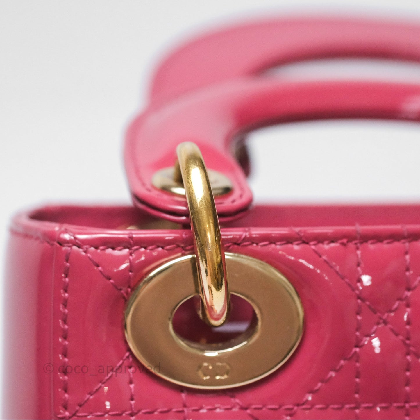 Christian Dior Mini Lady Dior Dusty Pink Patent Cannage Calfskin Gold Hardware