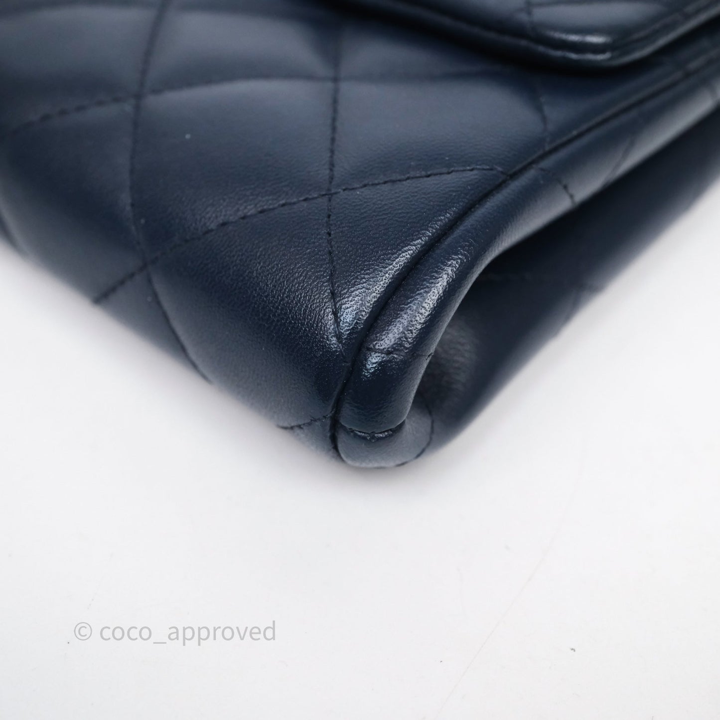 Chanel Quilted Clutch with Chain Lambskin Navy Gun Metal Hardware