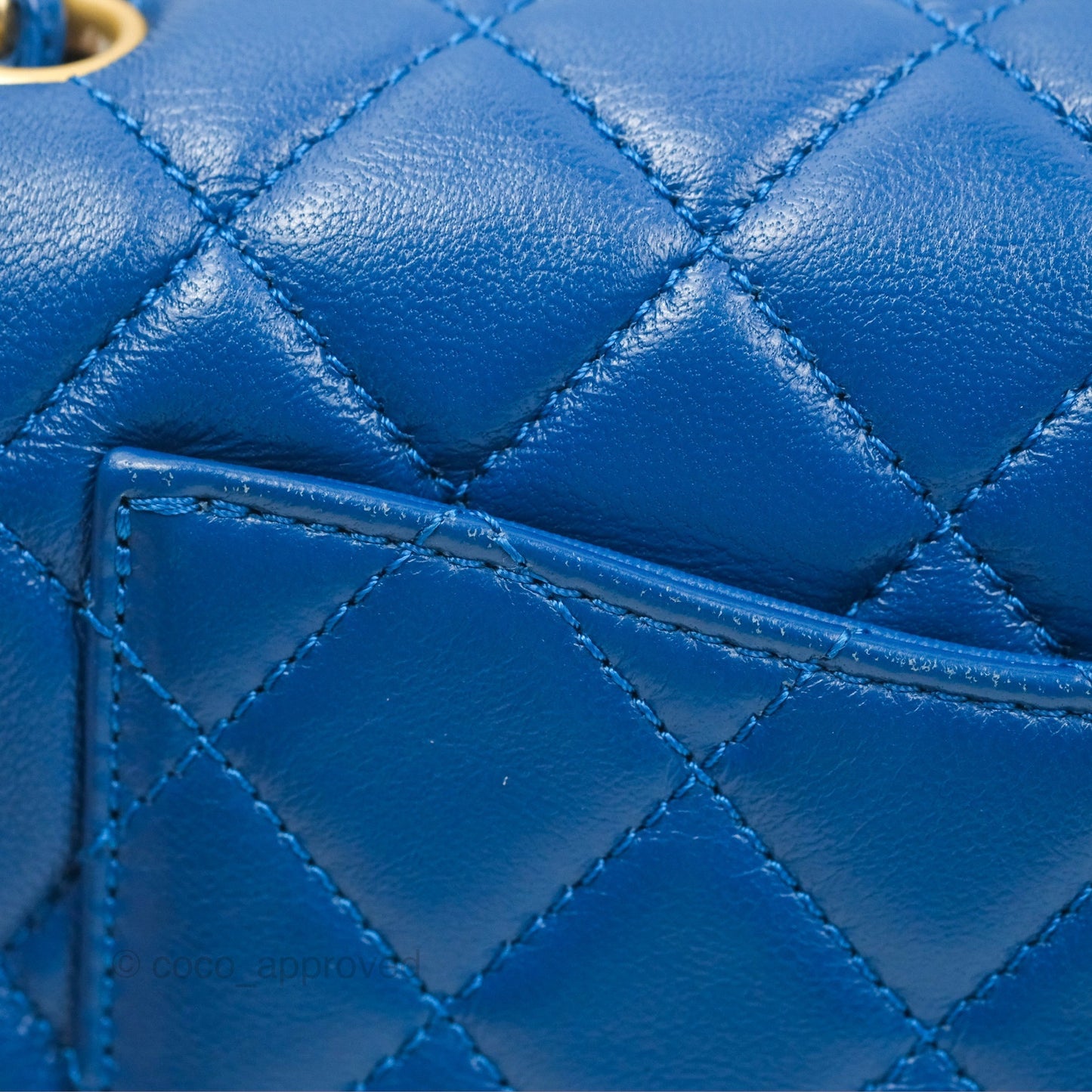 Chanel Pearl Crush Mini Rectangular Blue Lambskin Aged Gold Hardware