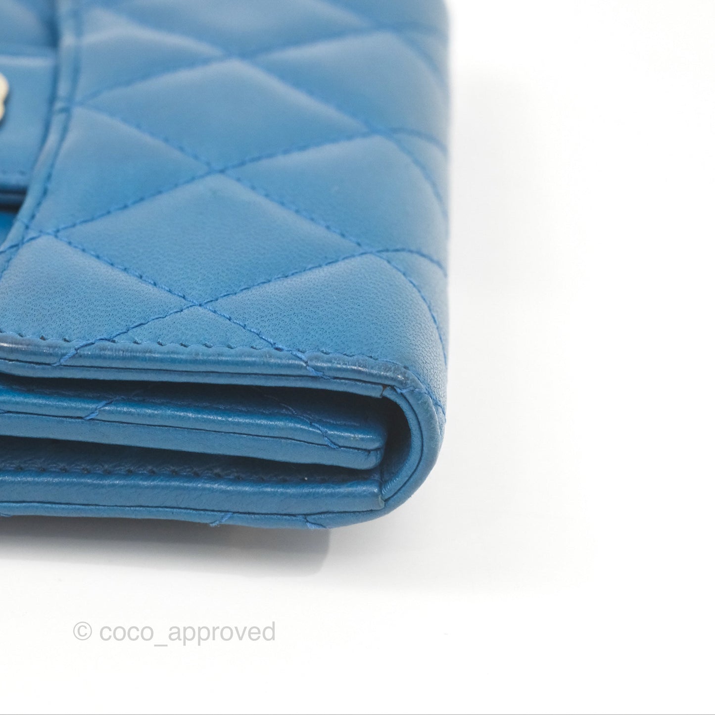 Chanel Classic Short Flap Wallet Blue Lambskin Gold Hardware