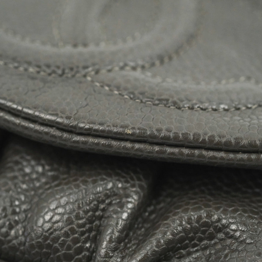 Chanel Half Moon Wallet on Chain WOC Dark Grey Caviar Silver Hardware