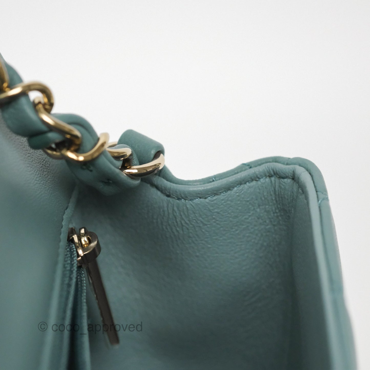 Chanel Quilted Mini Rectangular Flap Turquoise Blue Lambskin Gold Hardware