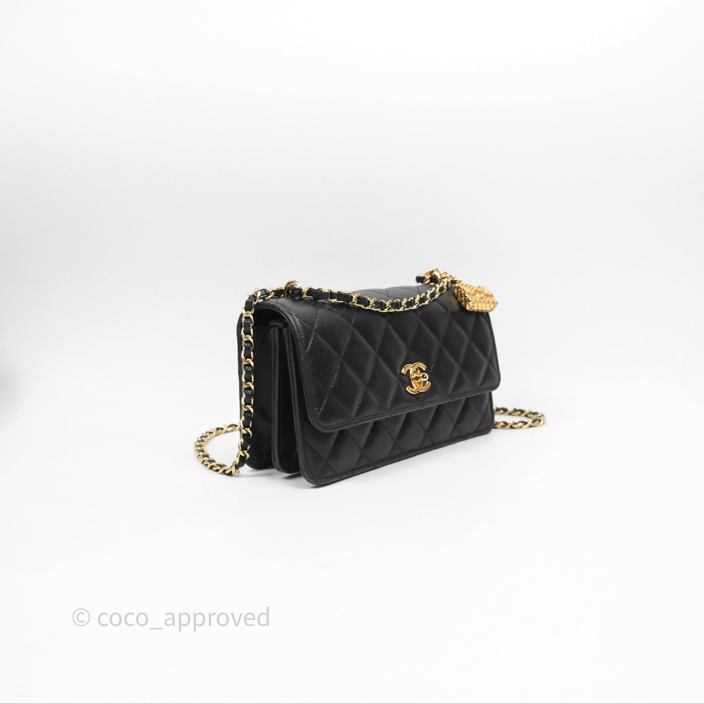 Chanel WOC Bag Charm Black Caviar Gold Hardware