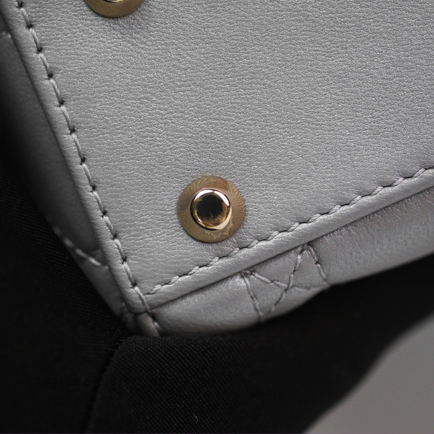 Christian Dior Mini Lady Dior Iridescent Grey Lambskin Cannage Gold Hardware