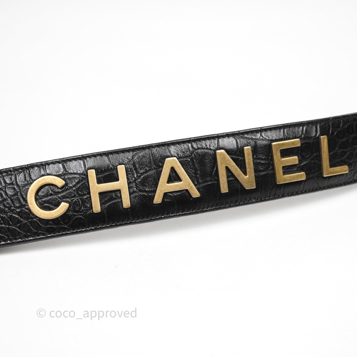 Chanel Crocodile Embossed Calfskin Small Gabrielle Cocodile Hobo Black