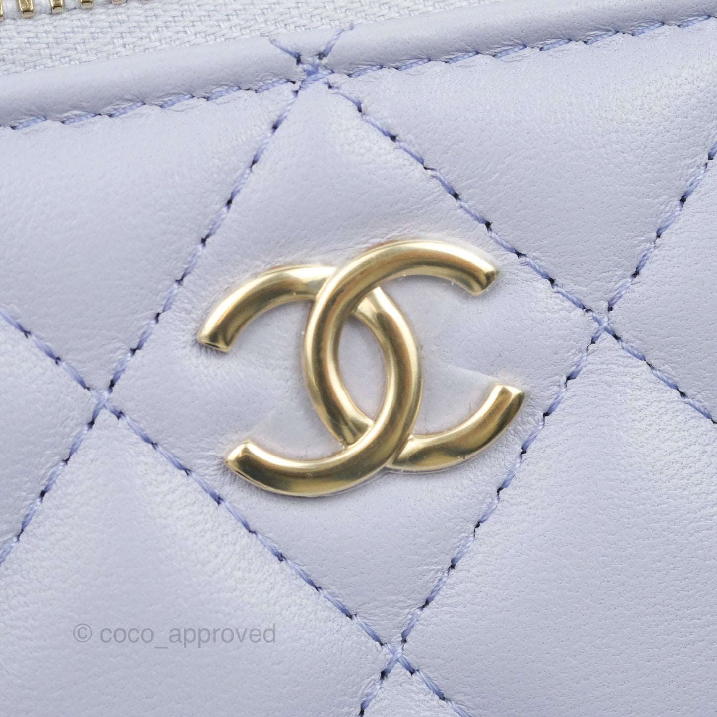 Chanel Vanity Rectangular Top Handle Light Purple Lilac Lambskin Gold Hardware