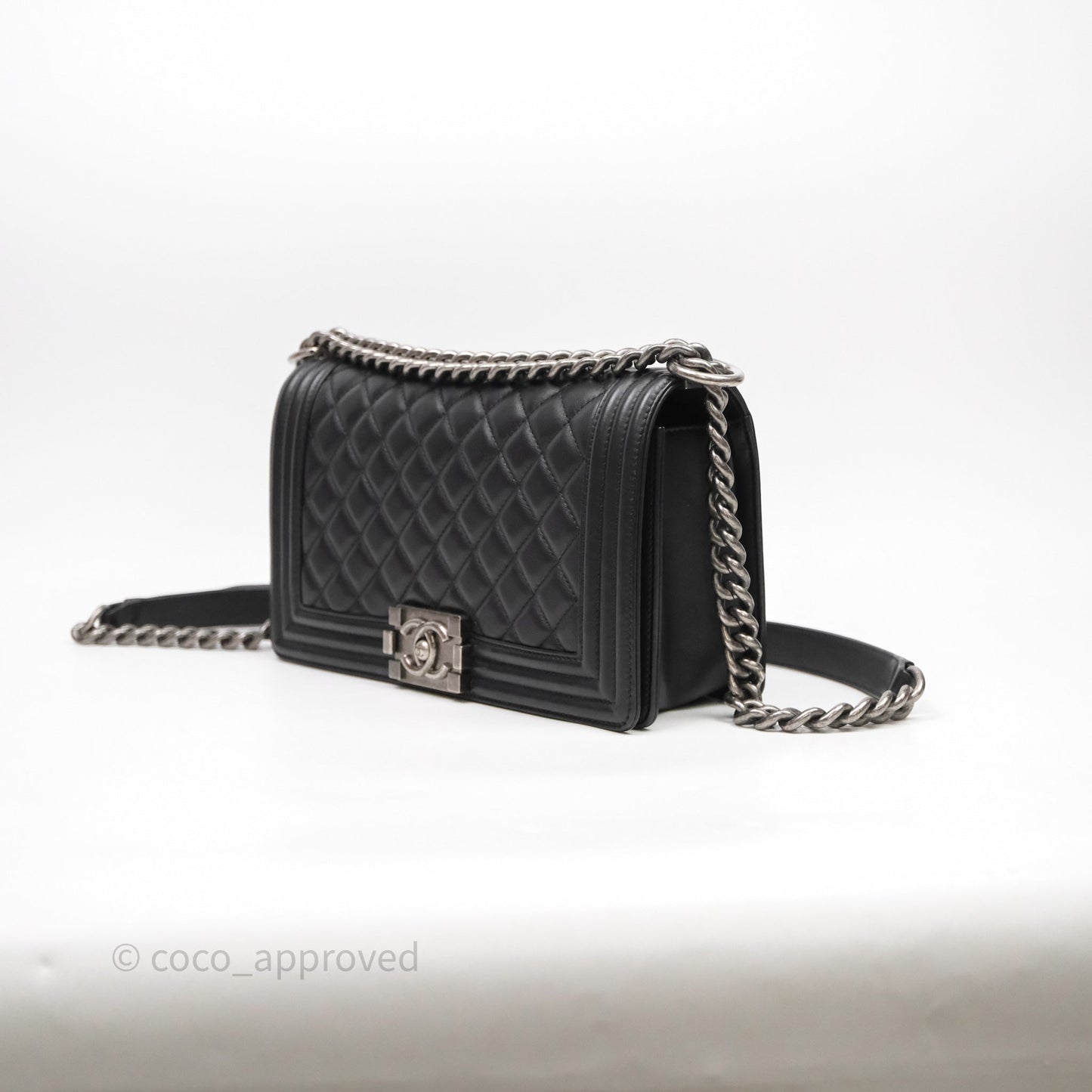 Chanel Medium Boy Quilted Black Lambskin Ruthenium Hardware