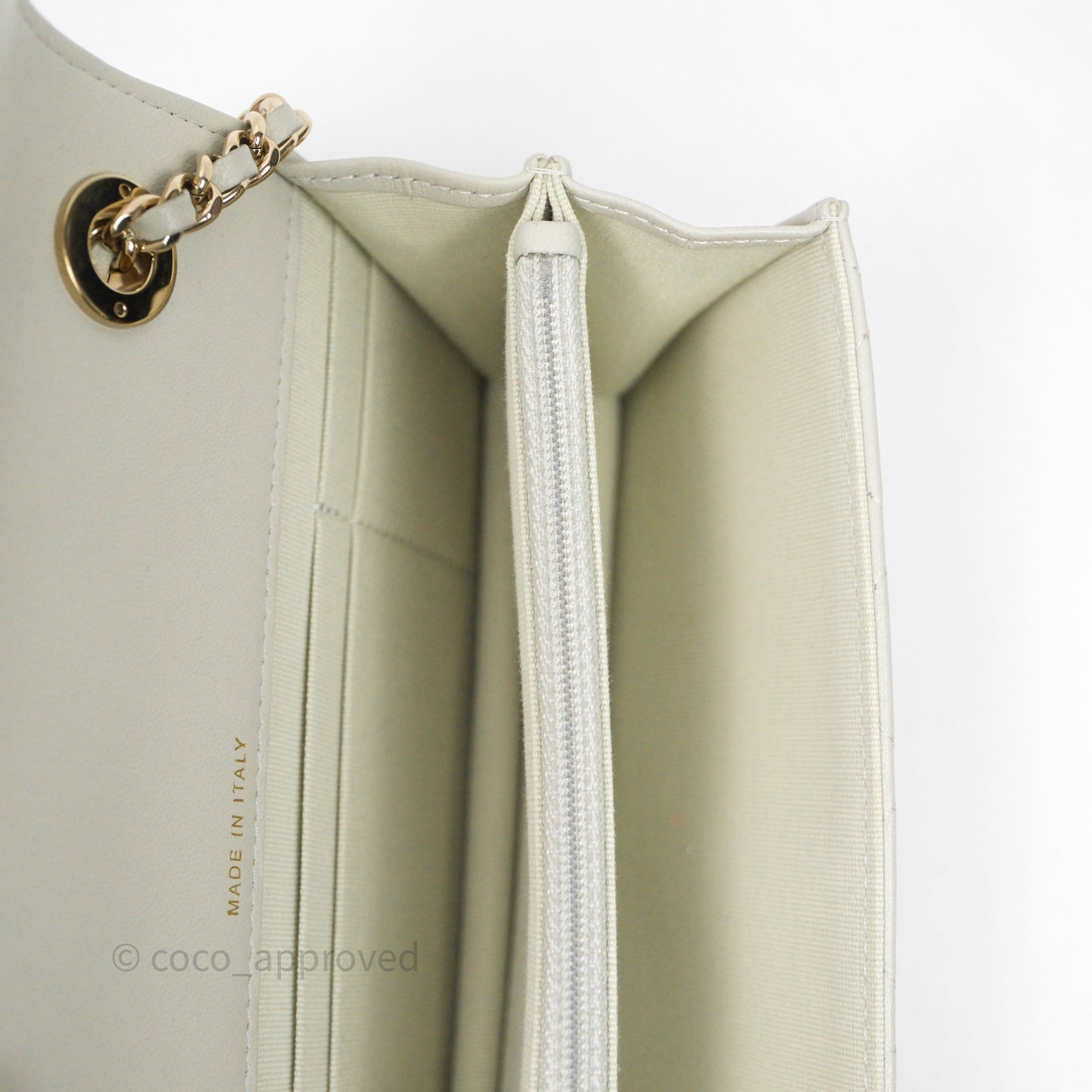 Chanel Trendy CC Wallet On Chain WOC Light Grey Lambskin Gold Hardware N