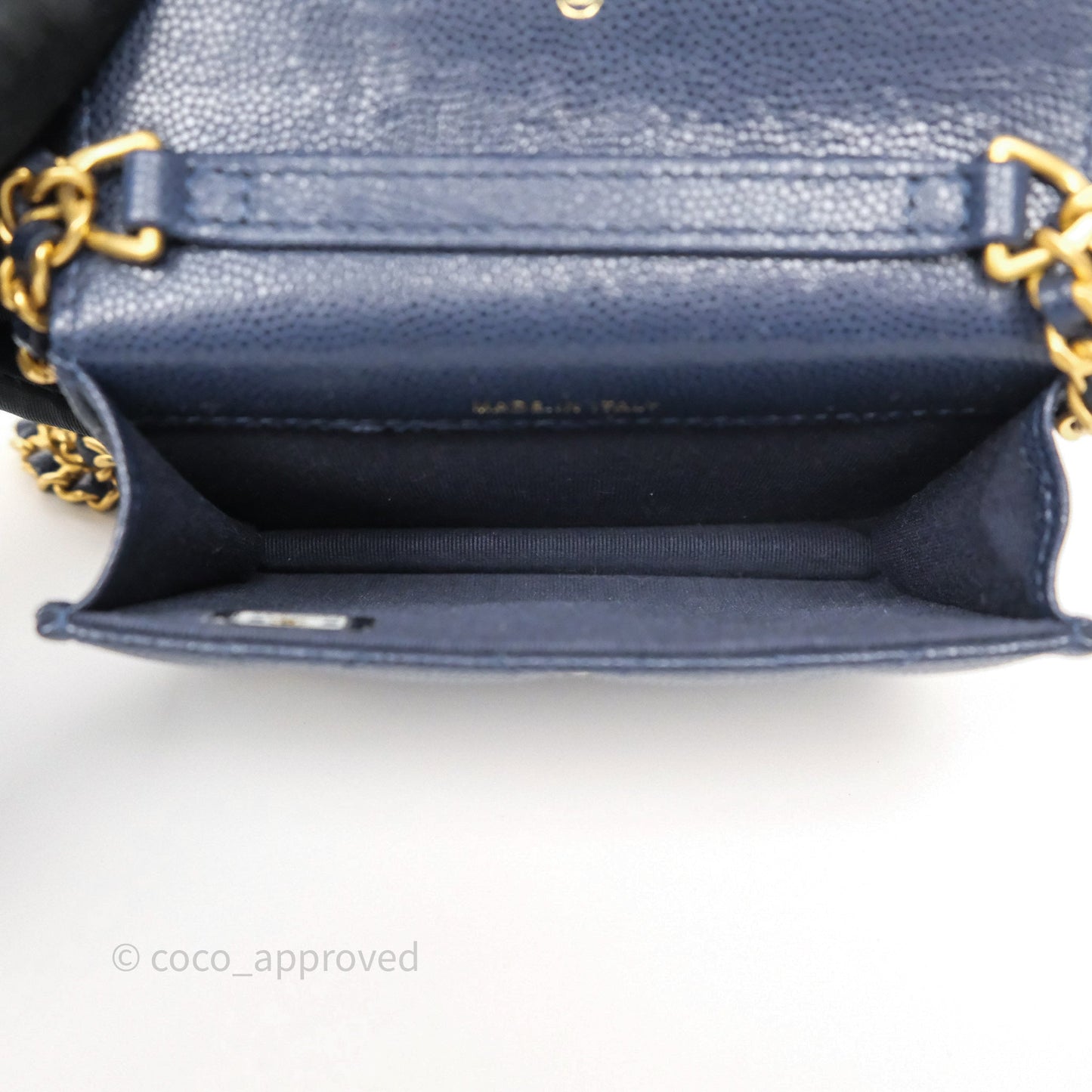 Chanel Twist Your Button Coin Purse With Chain Navy Shiny Caviar