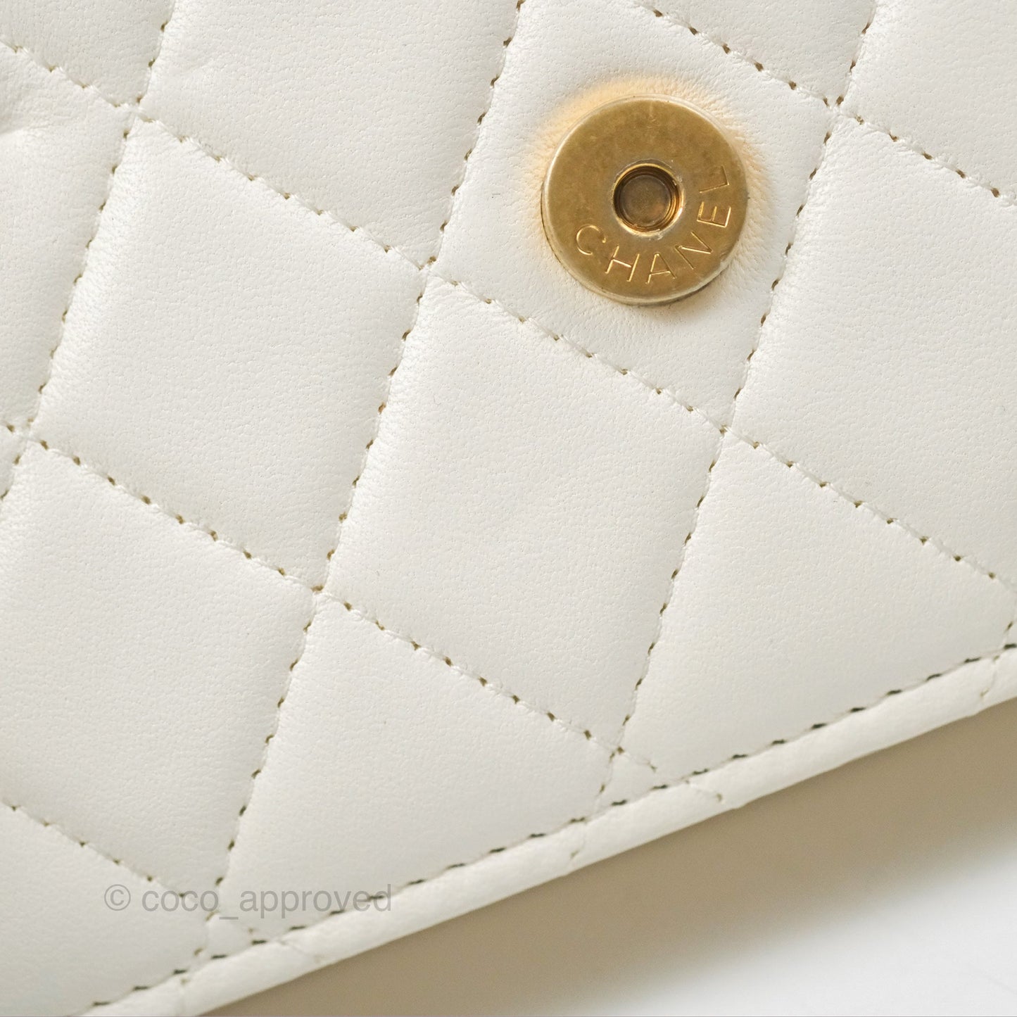 Chanel Quilted WOC White Lambskin Gold Hardware With Charms