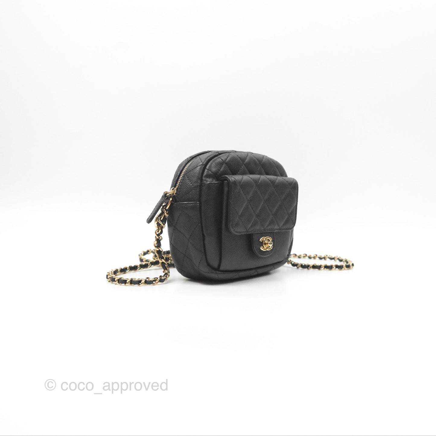 Chanel CC Day Camera Bag Black Caviar Gold Hardware
