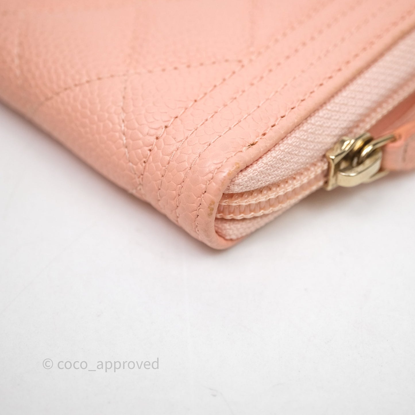 Chanel Boy Zip Long Wallet Pink Caviar Gold Hardware