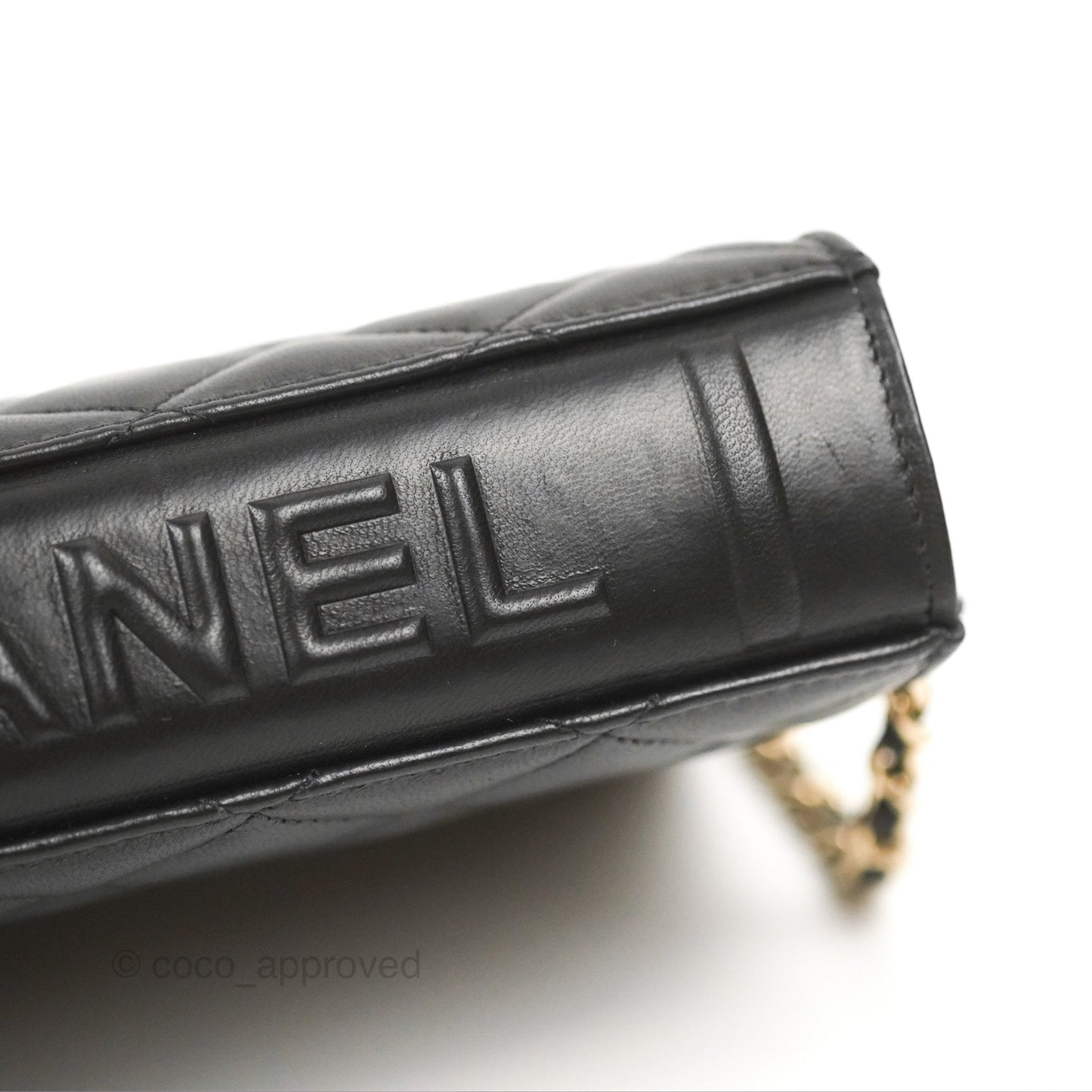 Chanel Quilted Book Wallet on Chain WOC Black Lambskin Gold Hardware