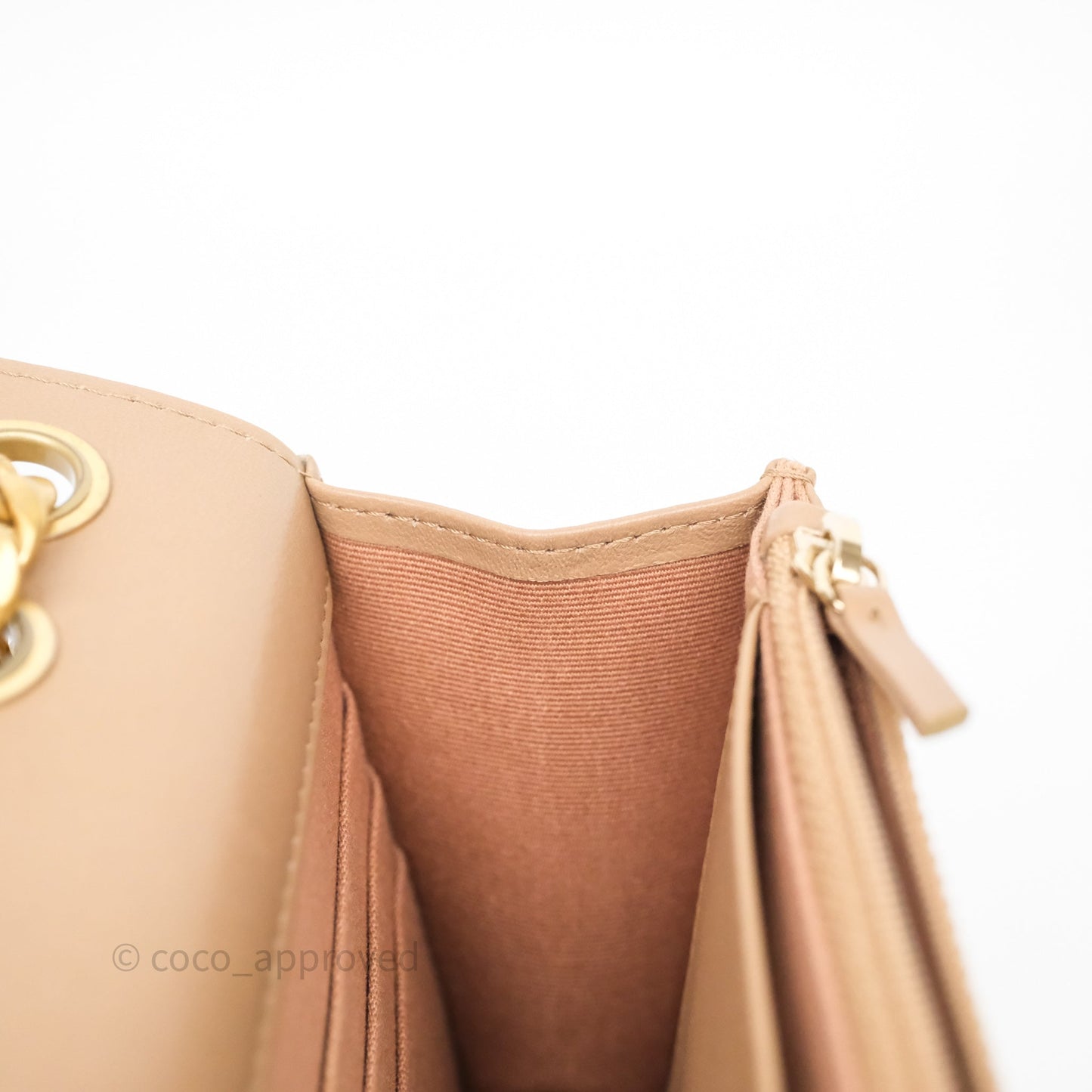 Chanel All Slide Wallet on Chain WOC Adjustable Chain Quilted Beige Lambskin