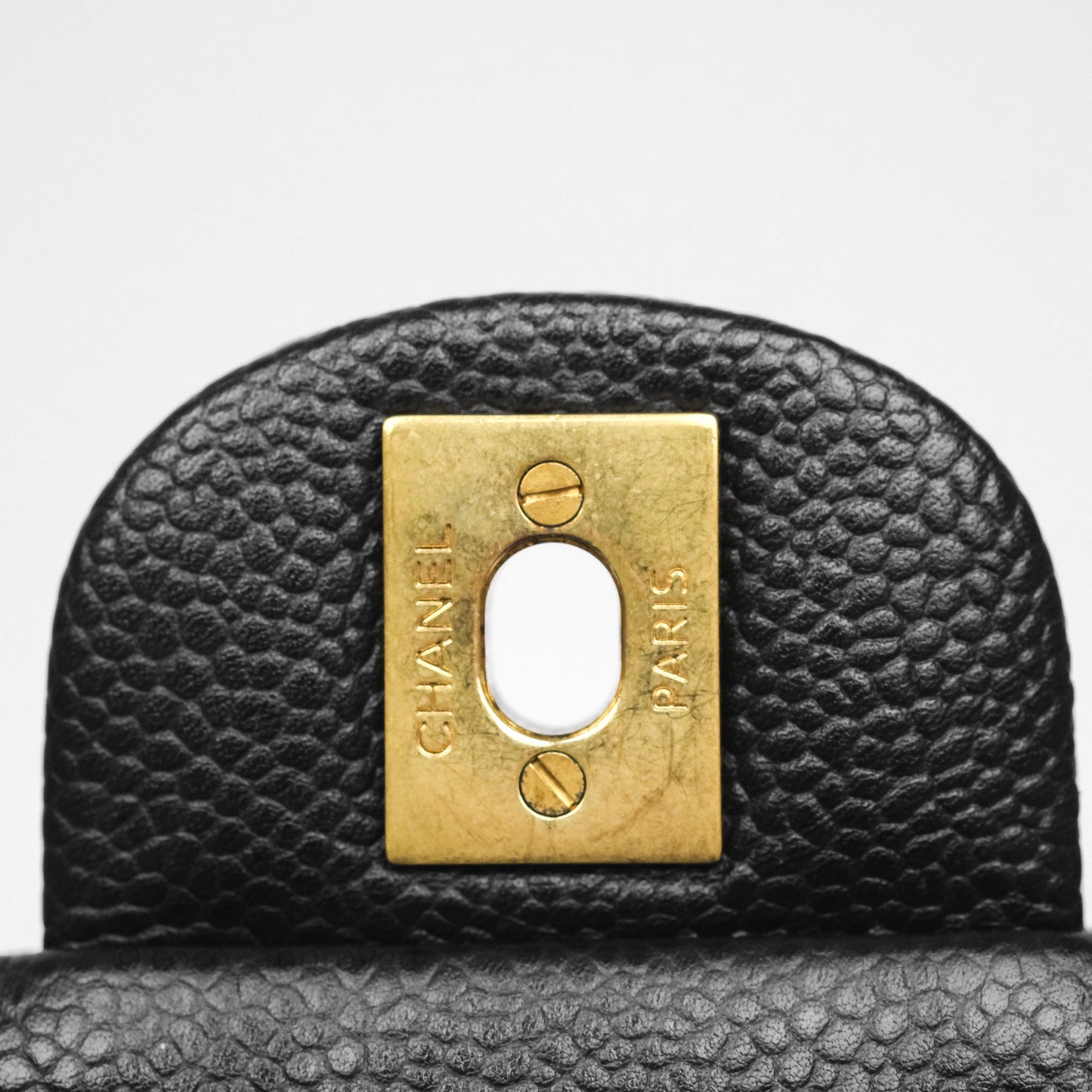 Chanel Mini Rectangular Quilted Black Caviar Aged Gold Hardware
