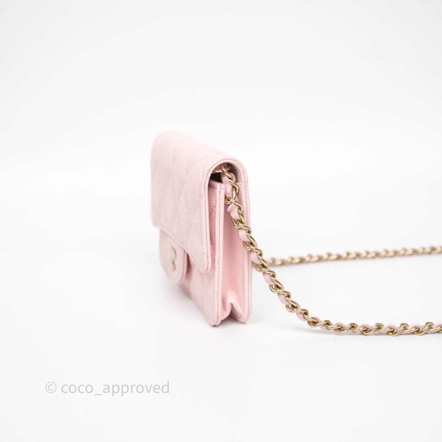 Chanel Mini Clutch With Chain Light Pink Caviar Gold Hardware