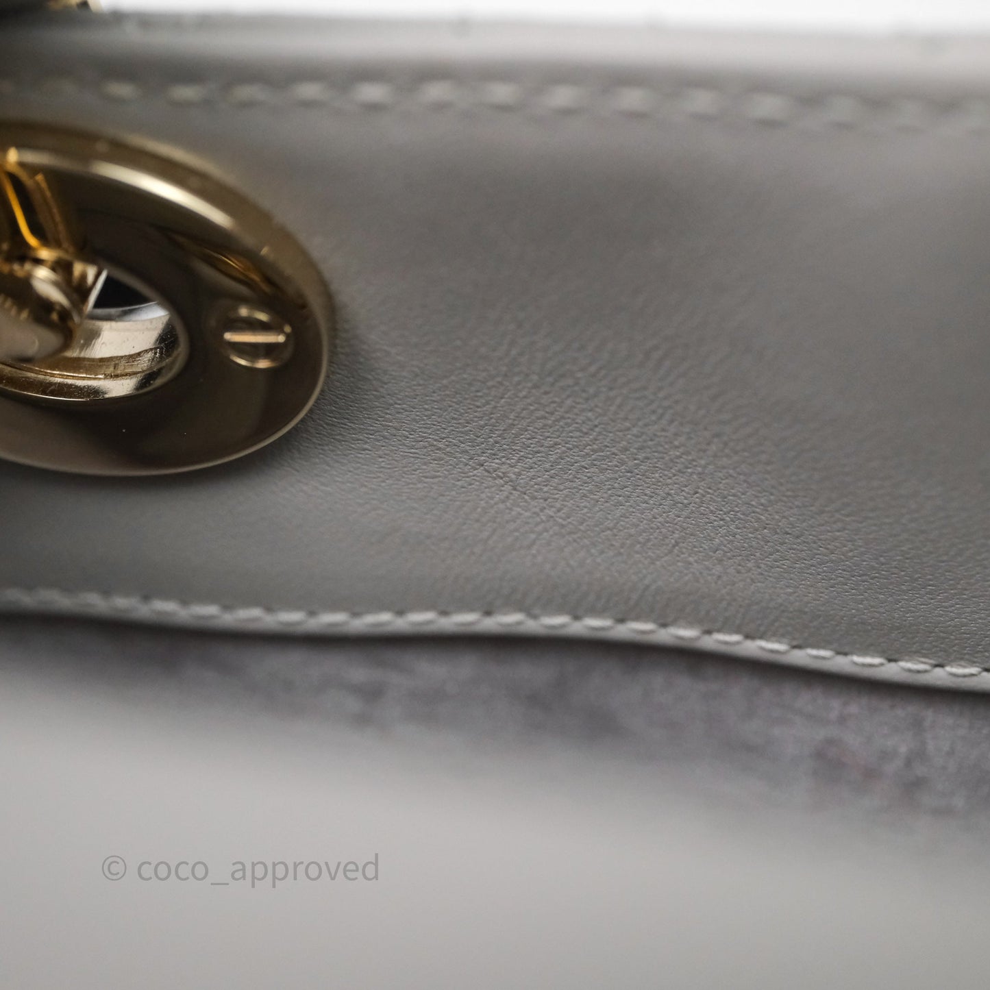 Christian Dior Mini Lady Dior Gray Lambskin Cannage Diamonds Gold Hardware