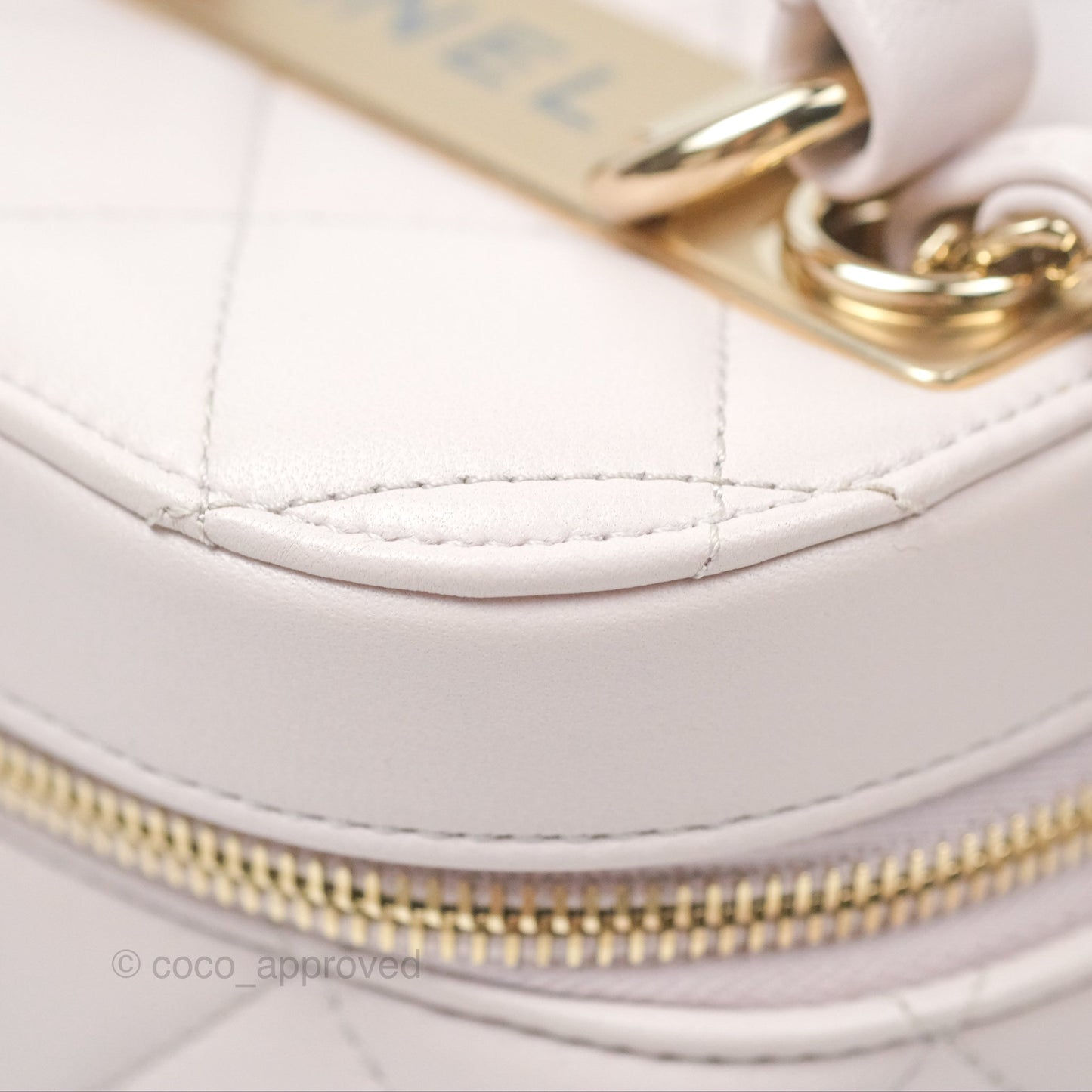 Chanel Small Quilted Top Handle Vanity Case Light Lilac Lambskin Gold Hardware