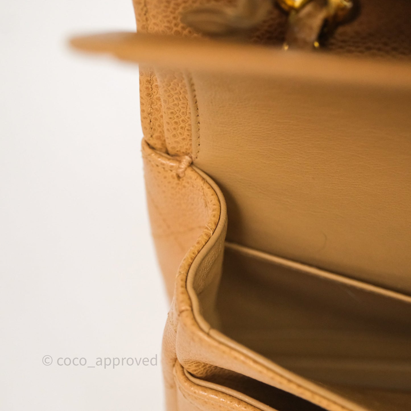 Chanel Vintage Medium Classic Flap Beige Caviar 24K Gold Hardware