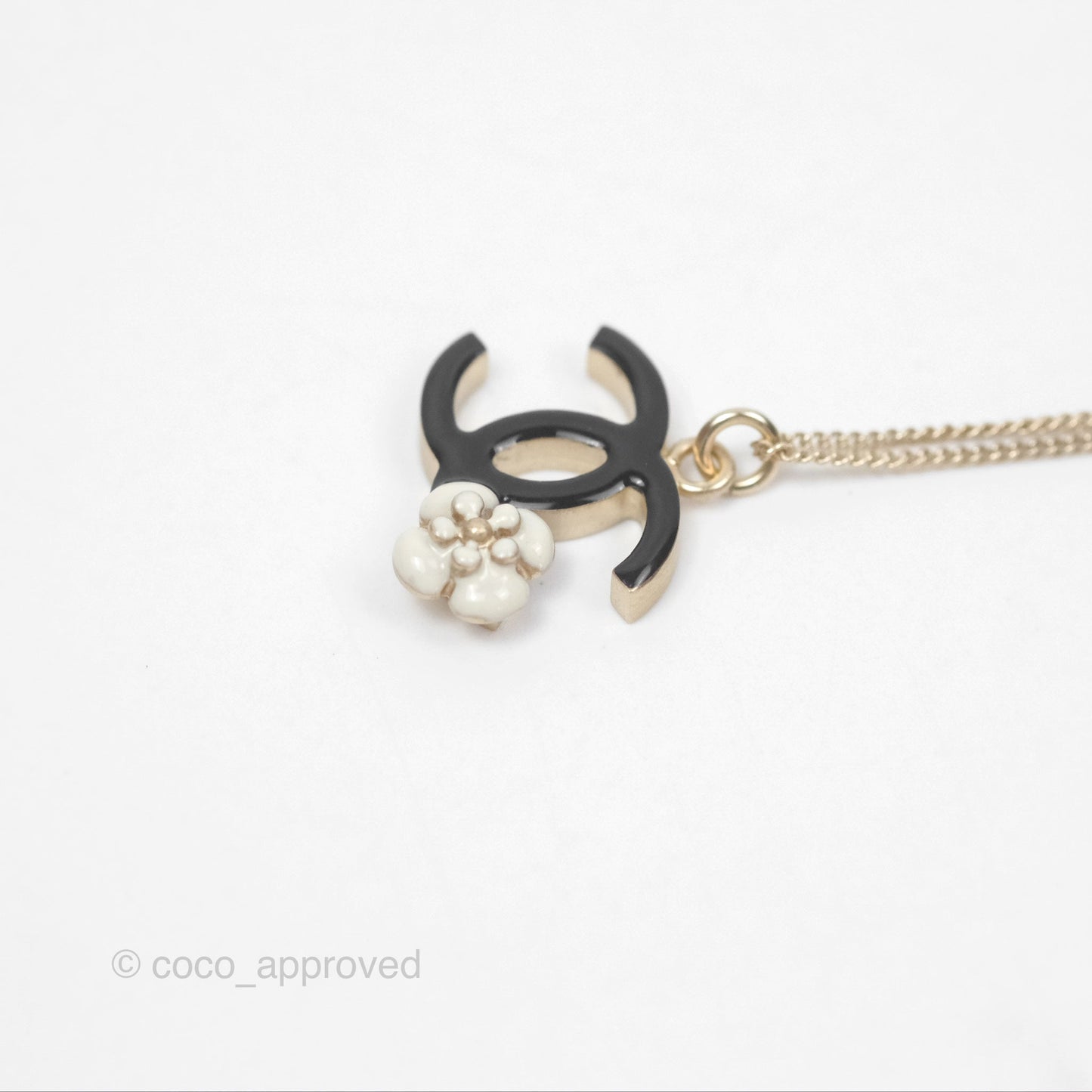 Chanel Black CC Necklace Gold Tone 9A