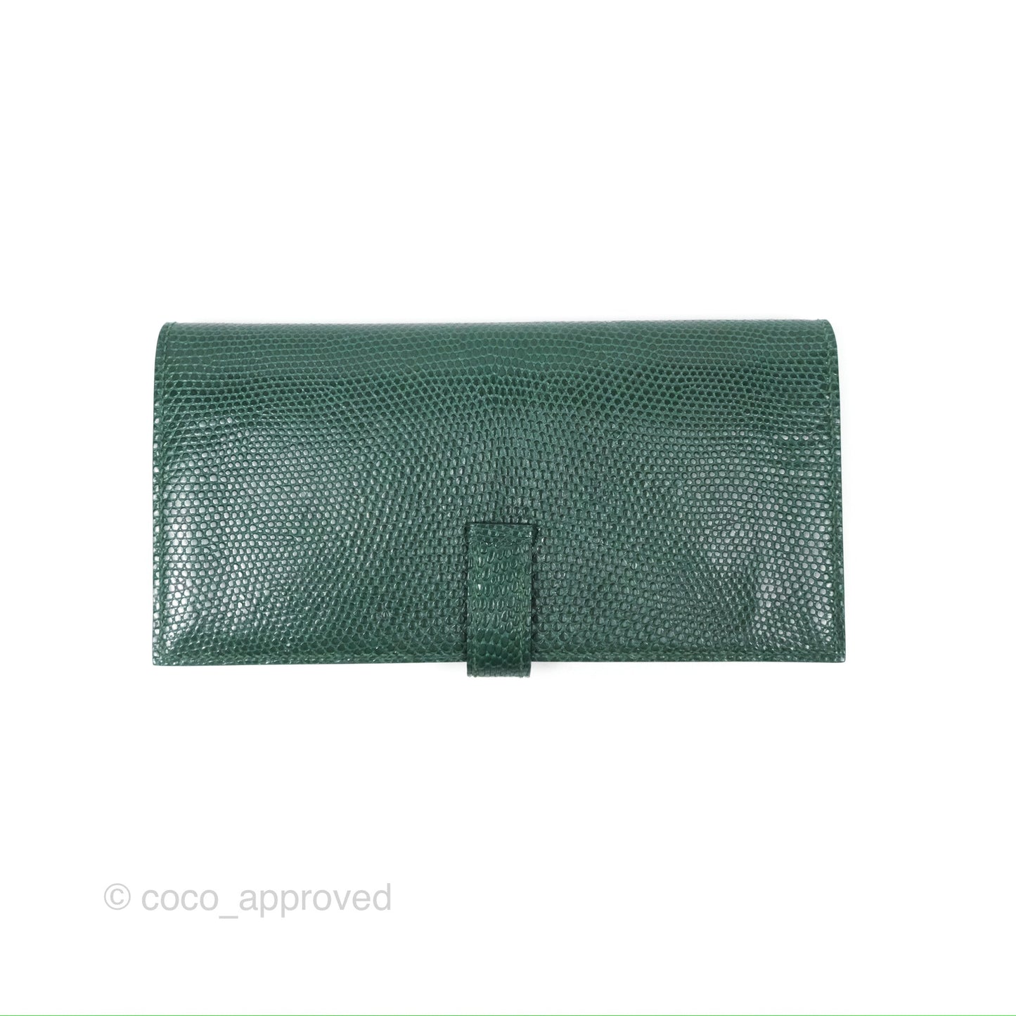 Hermès Vintage Bearn Wallet Green Lizard Gold Hardware