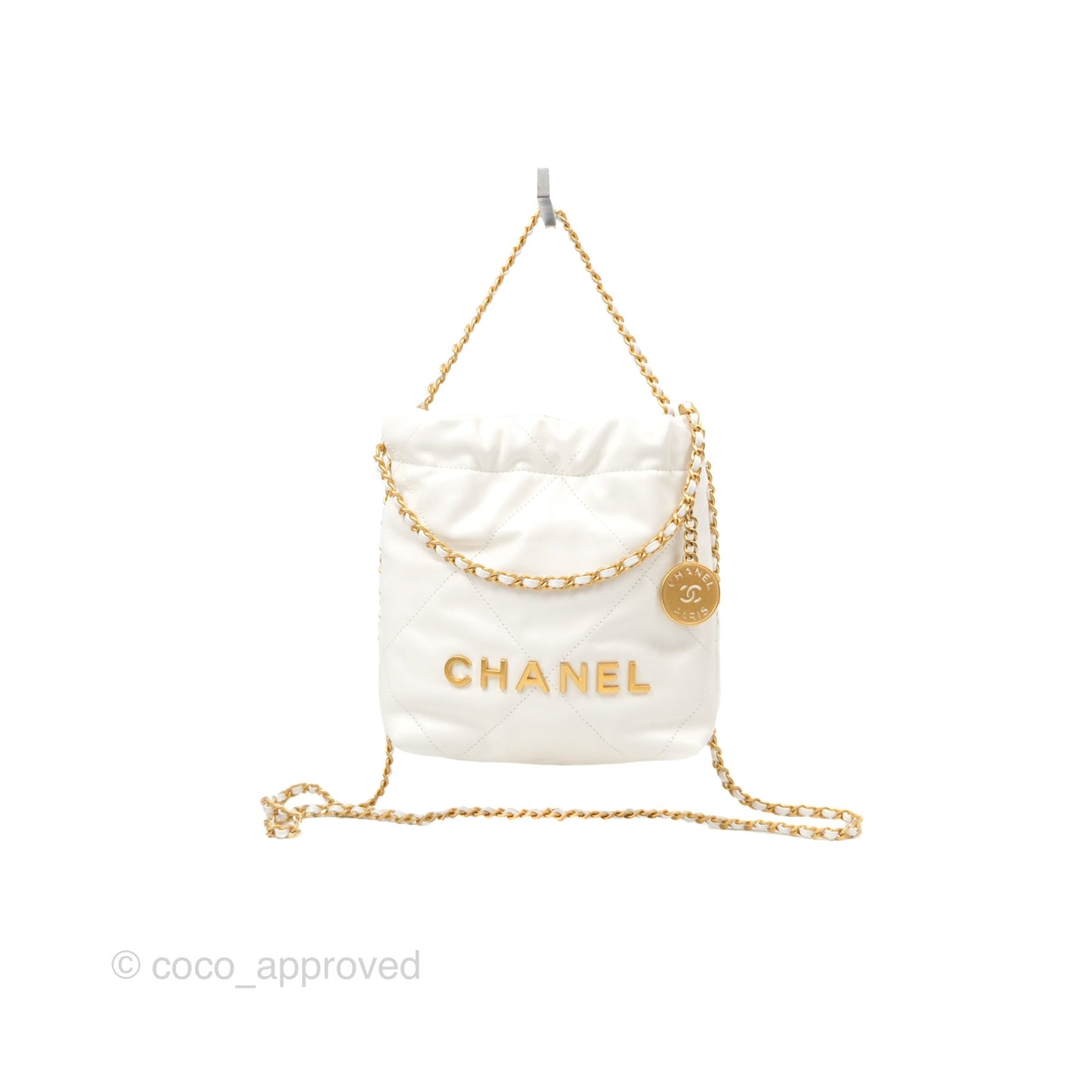 Chanel 22 Mini Bag White Crumpled Calfskin