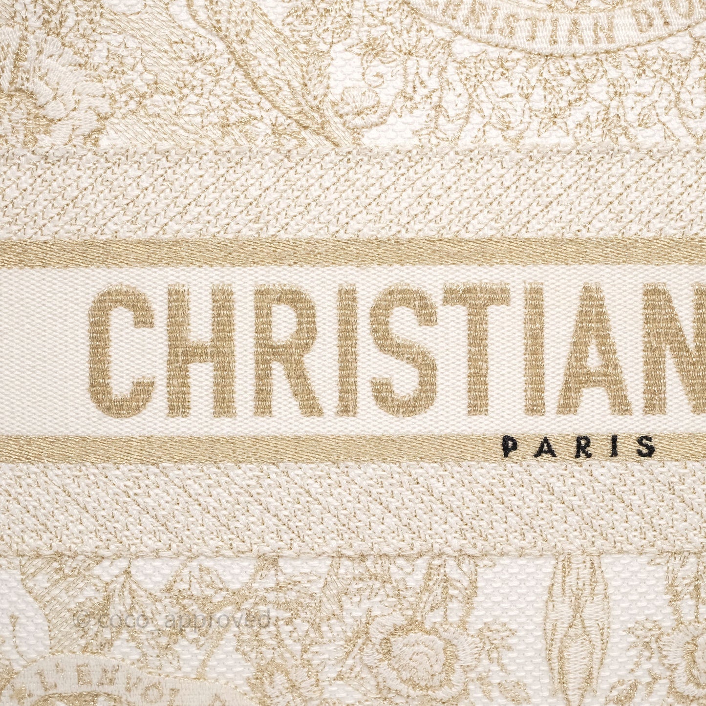 Christian Dior Medium Book Tote Latte Embroidery With Gold-Tone Metallic