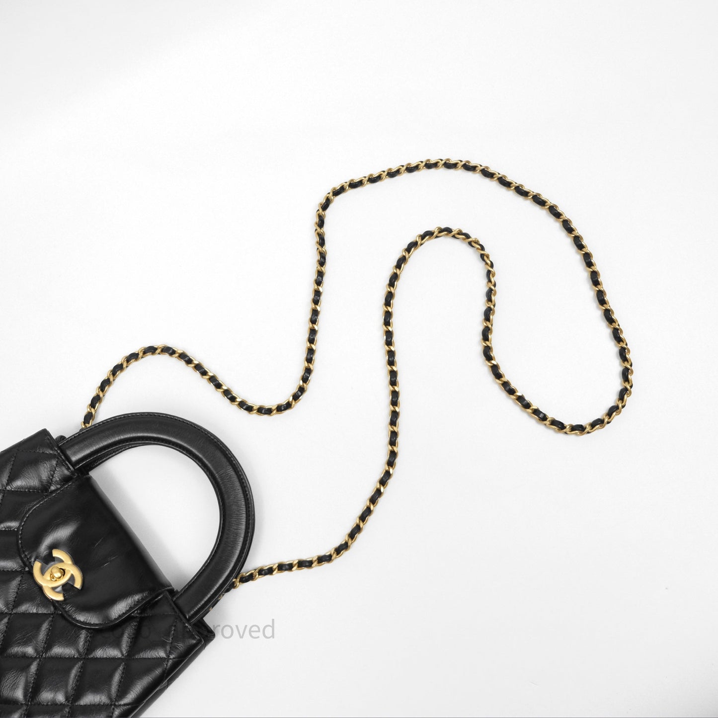 Chanel Kelly Bag Quilted Black Shiny Crumpled Calfskin Aged Gold Hardware