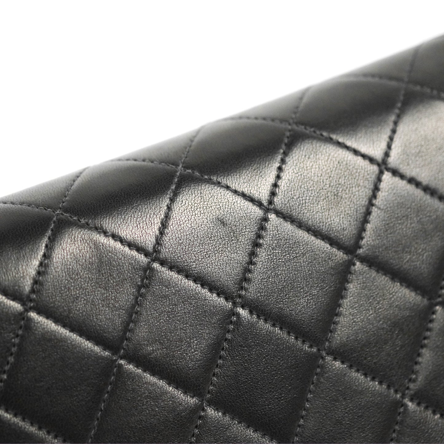 Chanel Vintage Full Flap Quilted Shoulder Bag Black Lambskin 24K Gold Hardware
