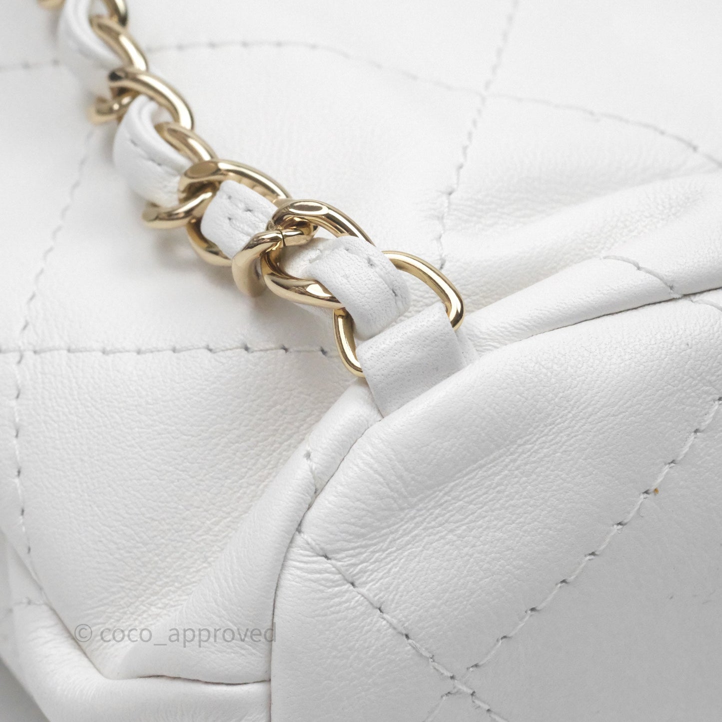 Chanel Quilted Drawstring Bucket Backpack White Calfskin Gold Hardware 24C