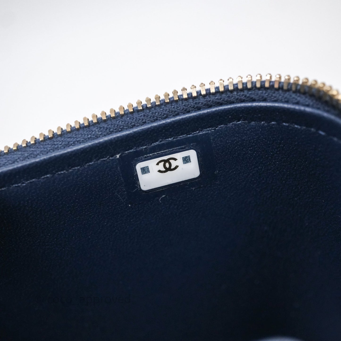 Chanel Vanity Rectangular Metal Top Handle Navy Lambskin Aged Gold Hardware