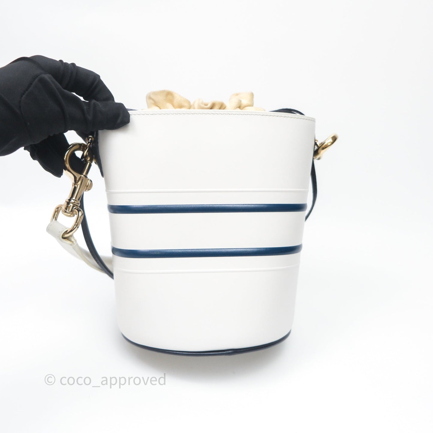 Dior Small Vibe Bucket Bag White Navy Smooth Calfskin