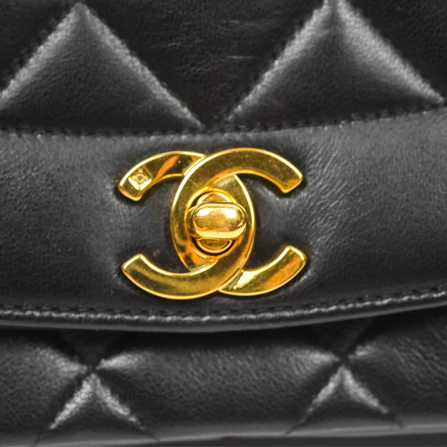 Chanel Vintage Quilted Medium Classic Diana Flap Bag Black Lambskin 24K Gold Hardware
