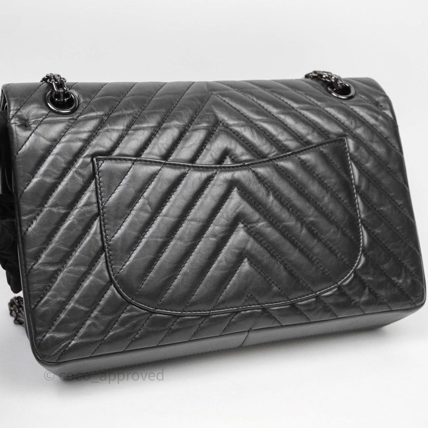 Chanel Reissue Medium 226 Chevron Aged Calfskin So Black