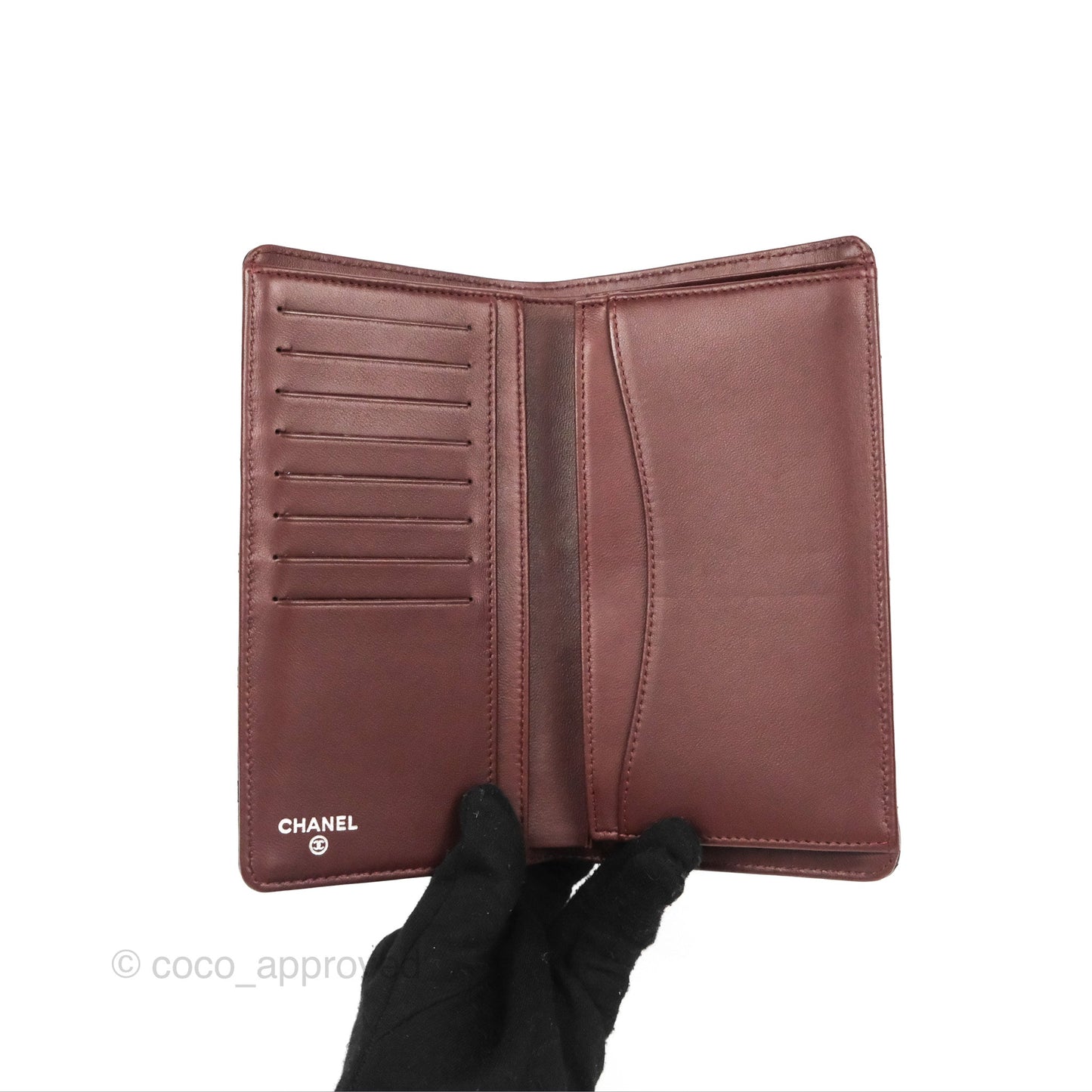 Chanel Classic Quilted Long Wallet Black Lambskin Silver Hardware